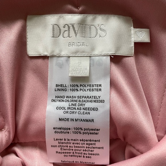 David’s Bridal Size 2 Double Strap Georgette Bridesmaid Wrap Dress Ballet Pink - Picture 5 of 8